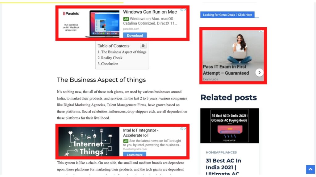 in content Ad + Post Sidebar